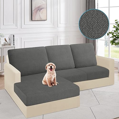 Miniatura 7 de HDCAXKJ Fundas de cojín 100% impermeables para sofá seccional, 6 piezas en forma de L, funda elástica para sofá diván, funda de sofá jacquard mágica