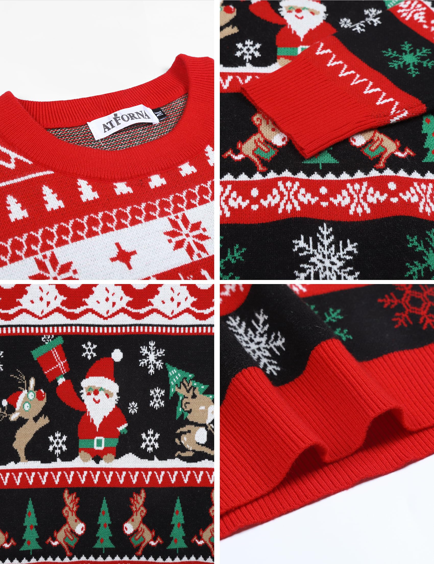Pull de Noël pour homme - Pull de Noël amusant - Col rond - Pull en tricot avec flocon de neige - Pour fête de Noël