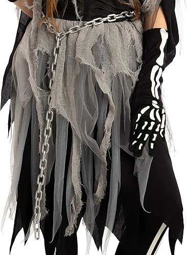 Miniatura 5 de Grim Reaper - Disfraz de niña que brilla en la oscuridad para Halloween L 10-12 años color negro