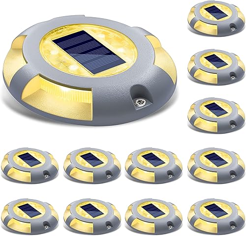 Miniatura 14 de SIEDiNLAR Luces Solares para Terraza Entrada Camino de Acceso Luz LED Solar Exterior Impermeable Marcadores de Carretera para Escalón Acera Escalera