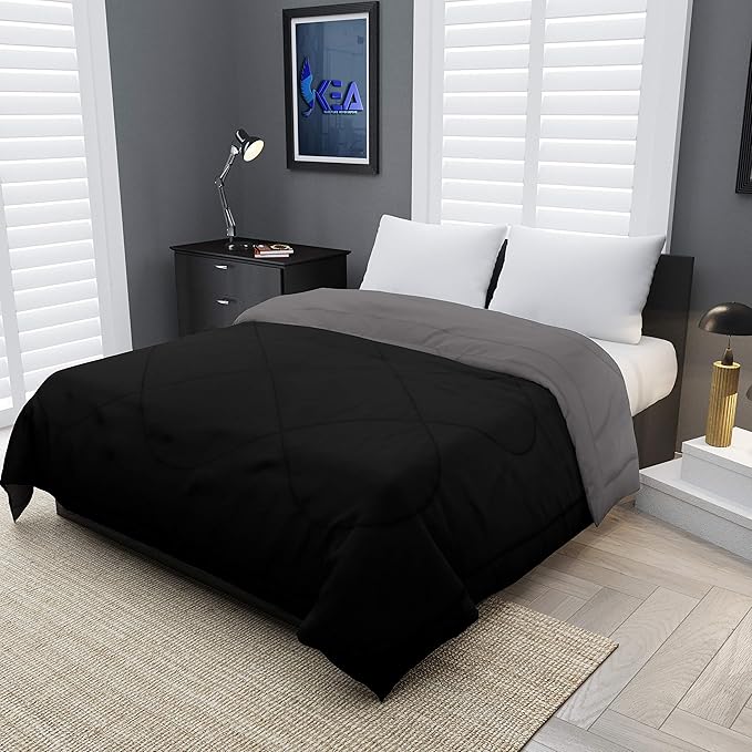 KEA Reversible Double Bed King Size Comforter/Duvet for Summers/Ac; Color Peach & Ablaze Aqua; Fabric - Micro Cotton; 300 GSM; Size - 230x254 Cms