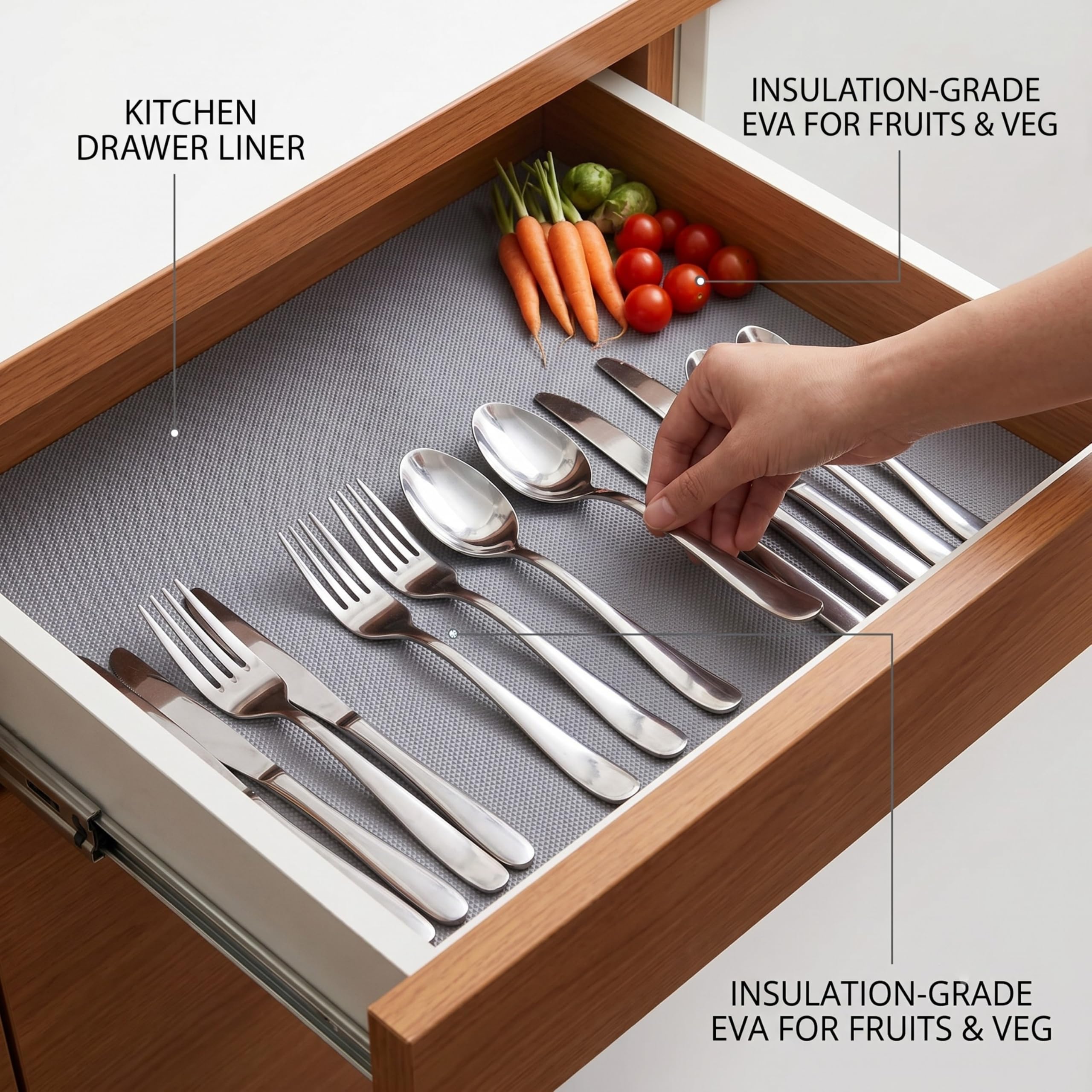 EASYHOME Premium EVA Anti-Slip Fridge Mat & Shelf Liner, Grey Diamond 1