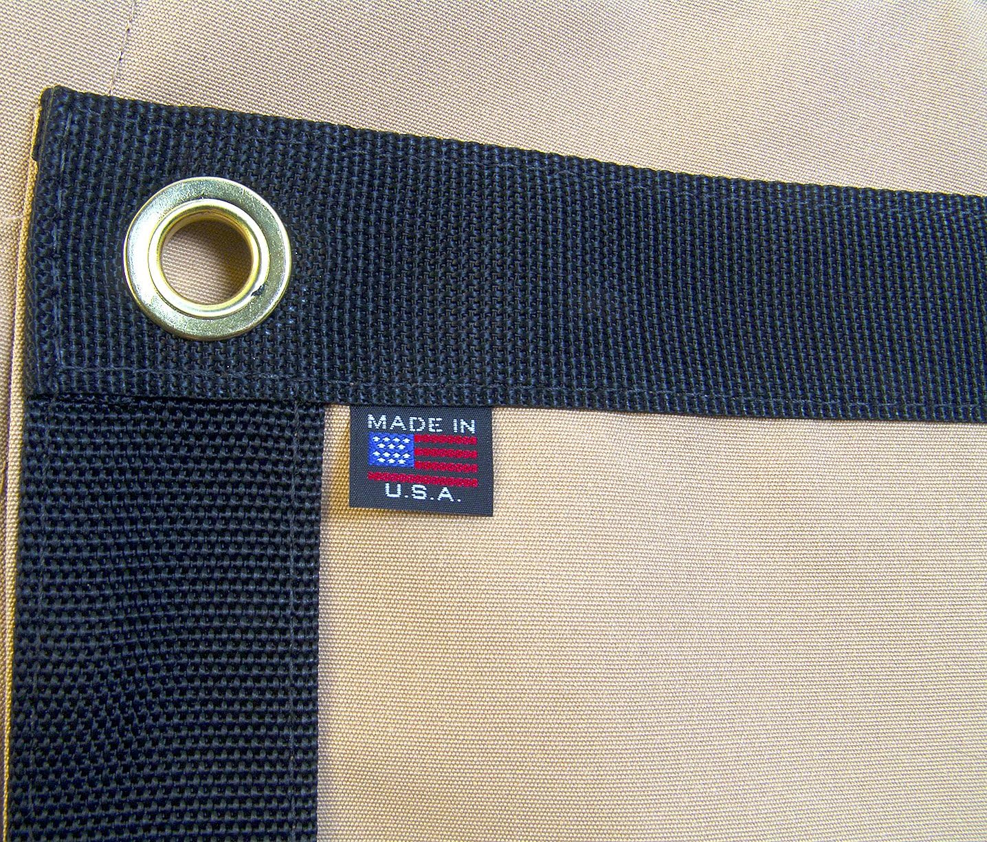 Sunbrella Tarp, Toast w/Reinforced Edging & 1/2 Inch Brass Rolled Rim Spur Grommets Every 16" Inches (3' X 3' Feet)