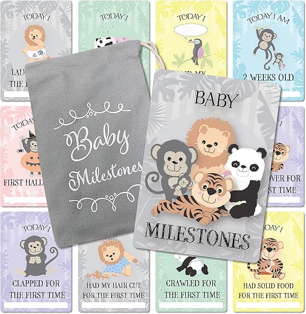 Baby Milestone Cards  57 Keepsake Moments | First Year Memories | Personalise | Unisex | Mum to be Gift | Baby