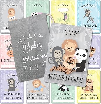 Baby Milestone Cards   57 Keepsake Moments | First Year Memories | Personalise | Unisex | Mum to be Gift | Baby ...