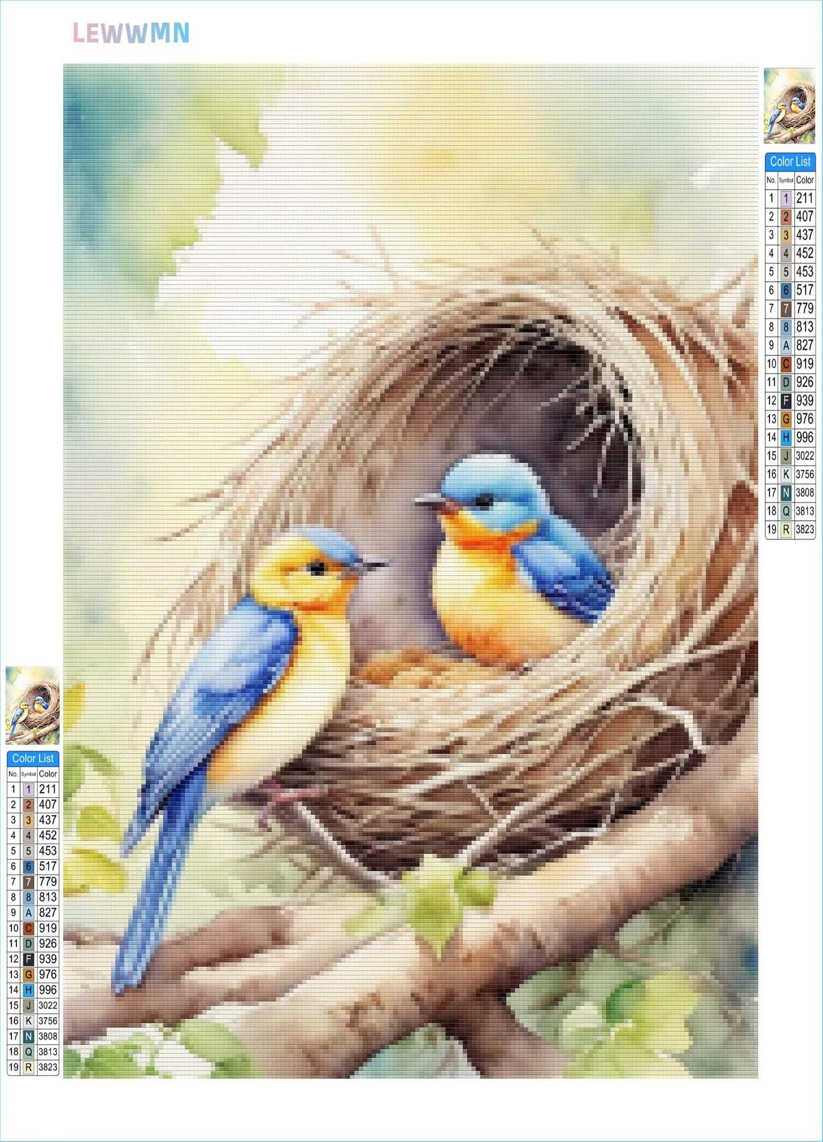 DCIDBEI 4 Kit Diamond Painting Uccelli – Quadri 5D 30x40 Cm Con Pietre Rotonde – Mosaico Fai Da Te Per Adulti E Bambini
