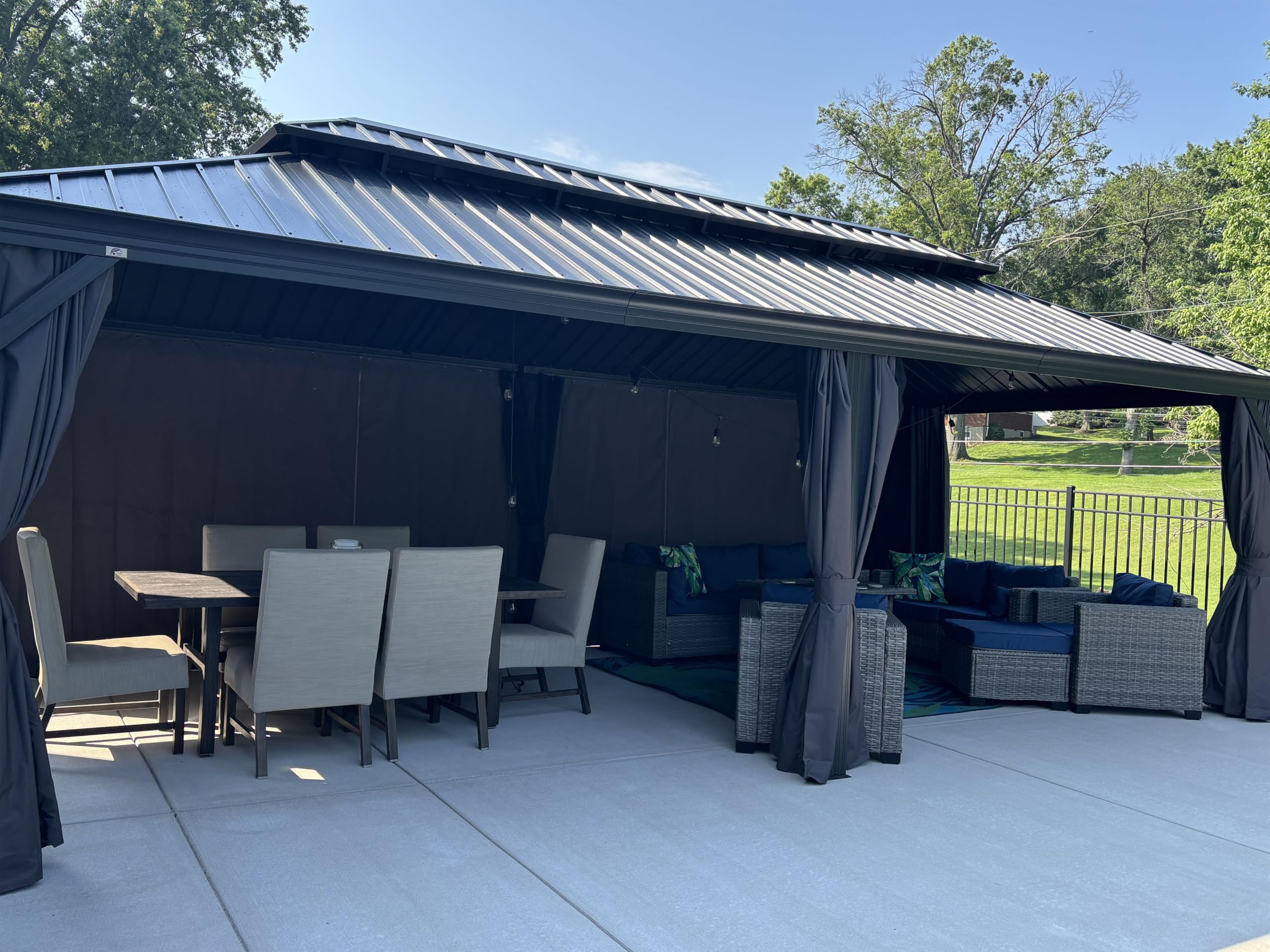 PURPLE LEAF 12' X 24' Large Gazebo with Galvanized Steel Double Roof Outdoor
