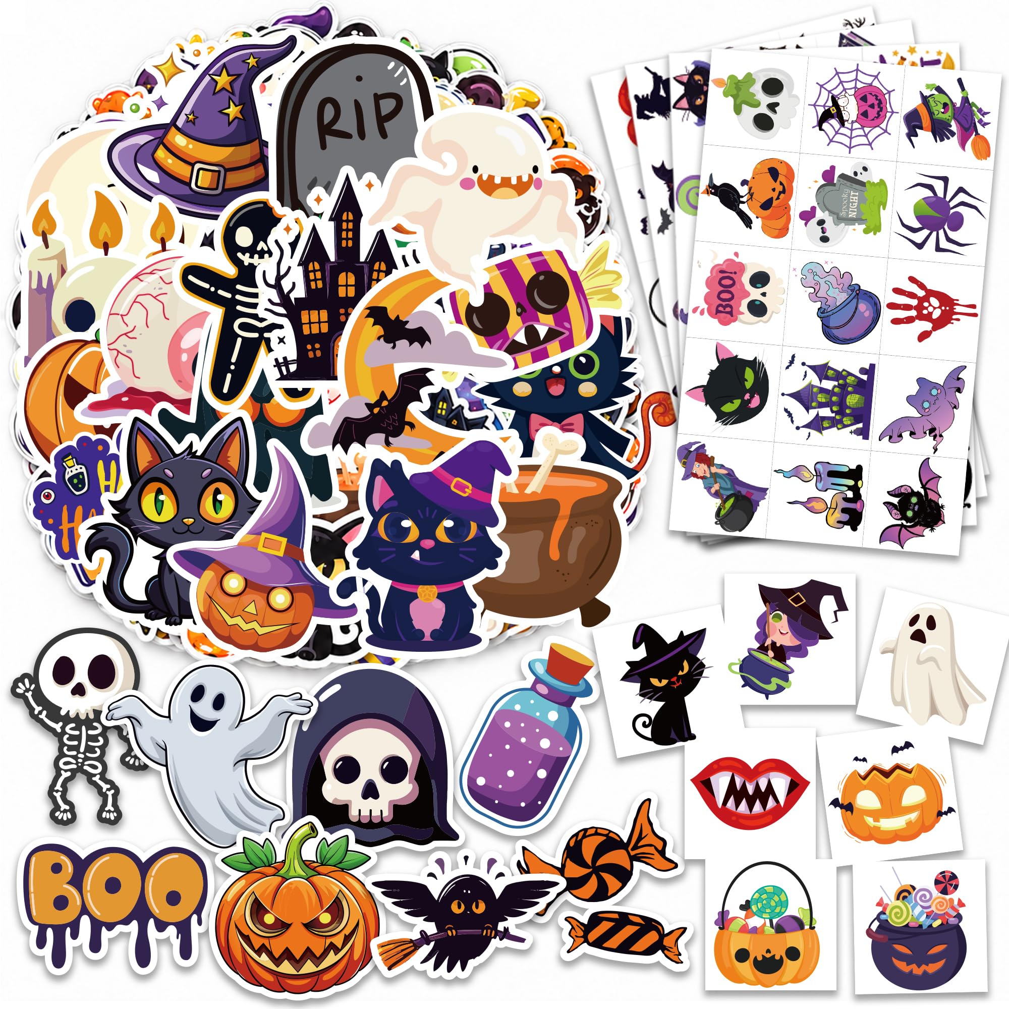 OHOME Halloween Stickers & Tattoos Set--160 Pcs