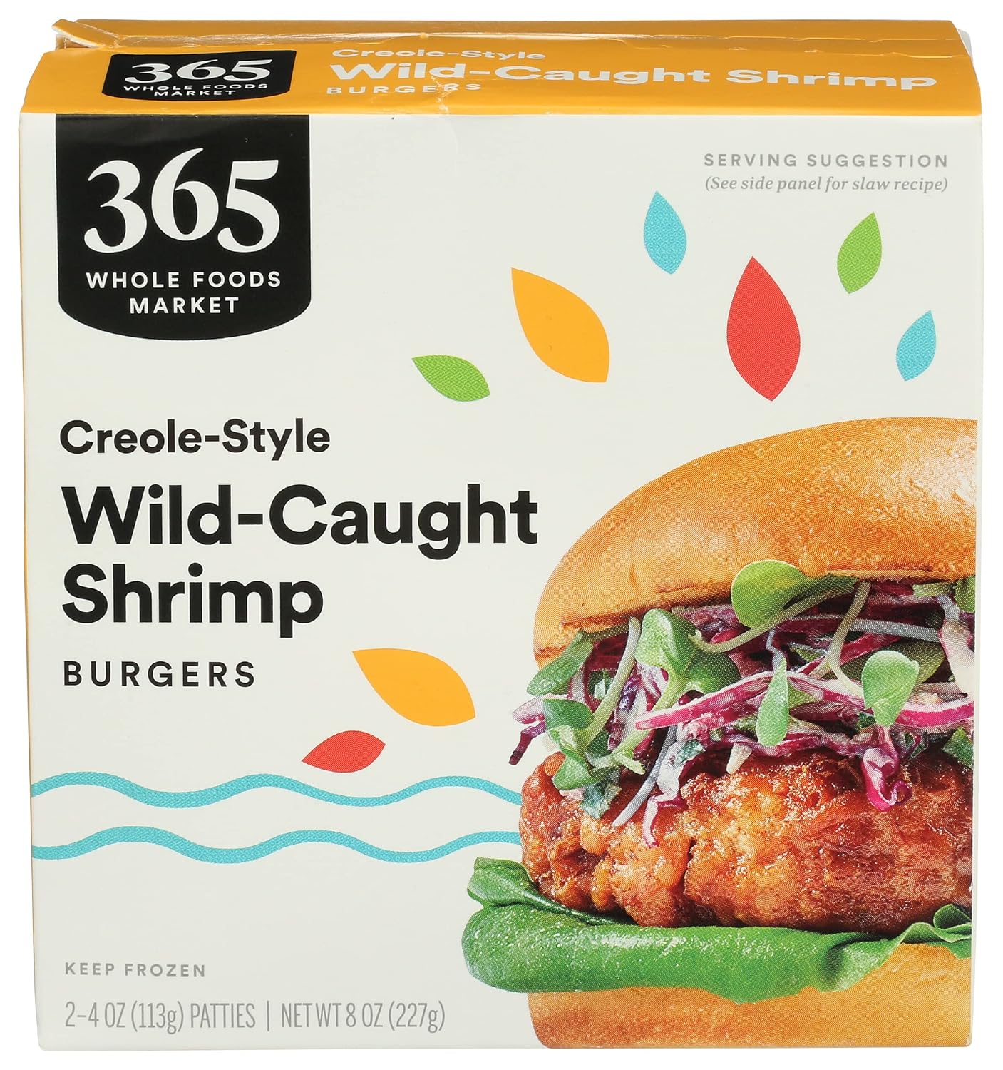 Whole Catch Wild Caught Shrimp Burgers with Creole Seasoning (2 - 4oz Patties), 8 oz (Frozen)