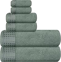 Vista 41 de GLAMBURG Juego de 6 toallas de 100% algodón ultra suave, contiene 2 toallas de baño de 28 x 55 pulgadas, 2 toallas de mano de 16 x 24 pulgadas y 2