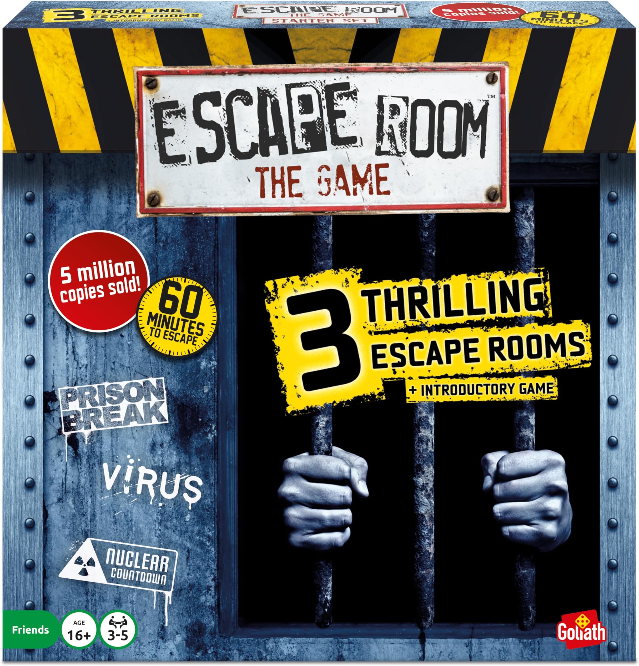 Goliath Games Presents: Escape Room - The Game | 3 Thrilling Escape Rooms in Your Own Home! | Board Games for Adults | for 3-5 Players | Ages 16+ | Styles May Vary