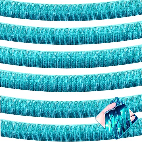 Paquete de 6 guirnaldas de flecos metálicos de oropel de 10 pies para colgar en la pared, telón de fondo para flotadores de desfile, despedida de