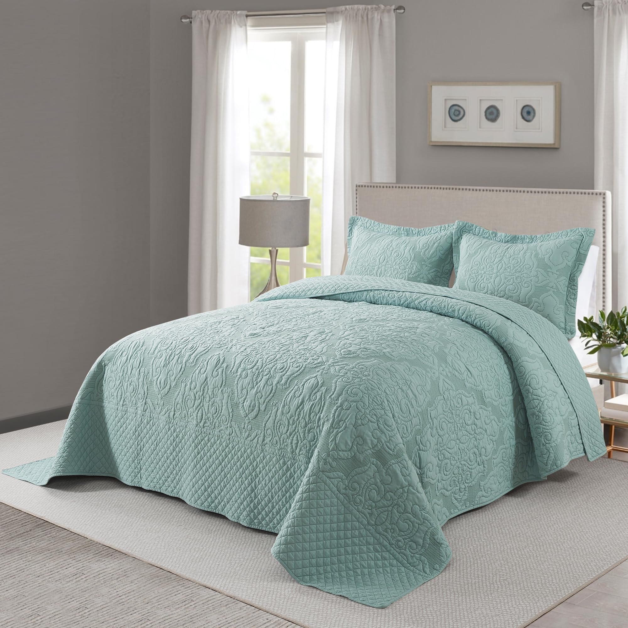 Juego De Colcha King Size Jacquard Birds Floral Quilts Jueg | Meses Sin