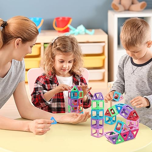 Miniatura 6 de Big Bear Cave Bloques de construcción de azulejos magnéticos de castillo de princesa, bloques magnéticos 3D STEM, juguetes para casa de muñecas,