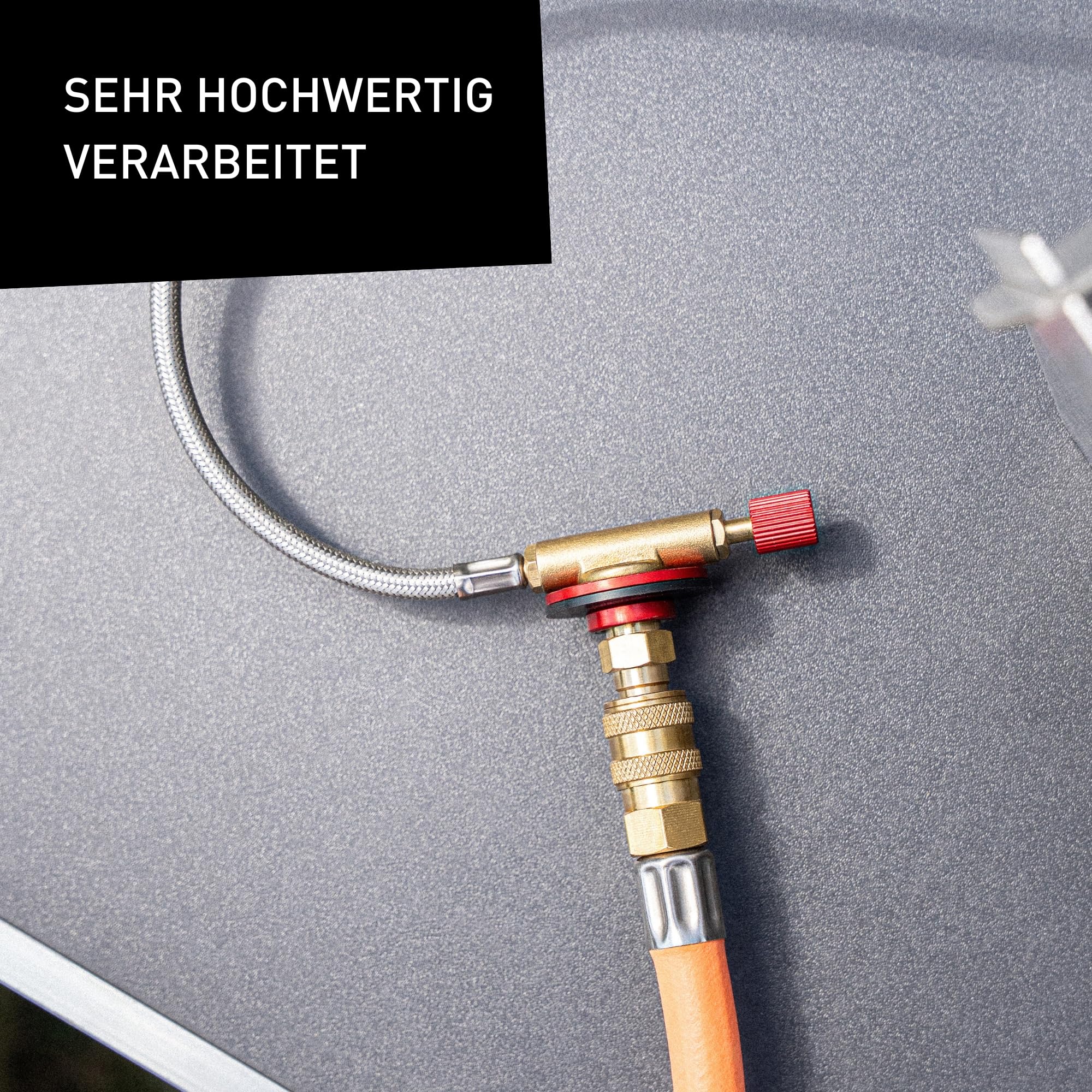 SKOTTI Prop, EN 417 Gaskartuschen kompatibel, Gasflaschenanschlussset für SKOTTI Grill und Campingkocher, für große Gasflasche 5kg und 11kg, ideal für Camping & Outdoorkocher, 150cm länge