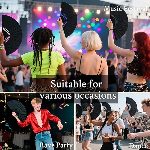 Miniatura 6 de Joyclub Ventiladores para botas de baile de línea en el suelo, ventilador de mano aplaudiendo ventilador plegable para kung chino (paquete de 1,