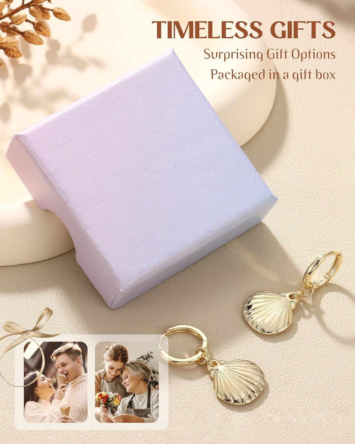 14K Gold Plated S925 Sterling Silver Drop Dangle Earrings for Women - Hypoallergenic Dainty Huggie Hoop Earring CZ Heart Pearl Clam Shell Dainty Charm Drop Dangle Earrings Jewelry Gift - Image 6