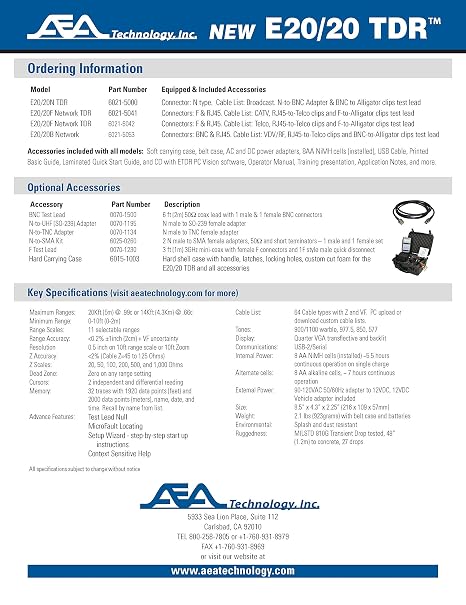 AEA E20/20N Step TDR 20Kft 11 Selectable Ranges Micro Fault Locating