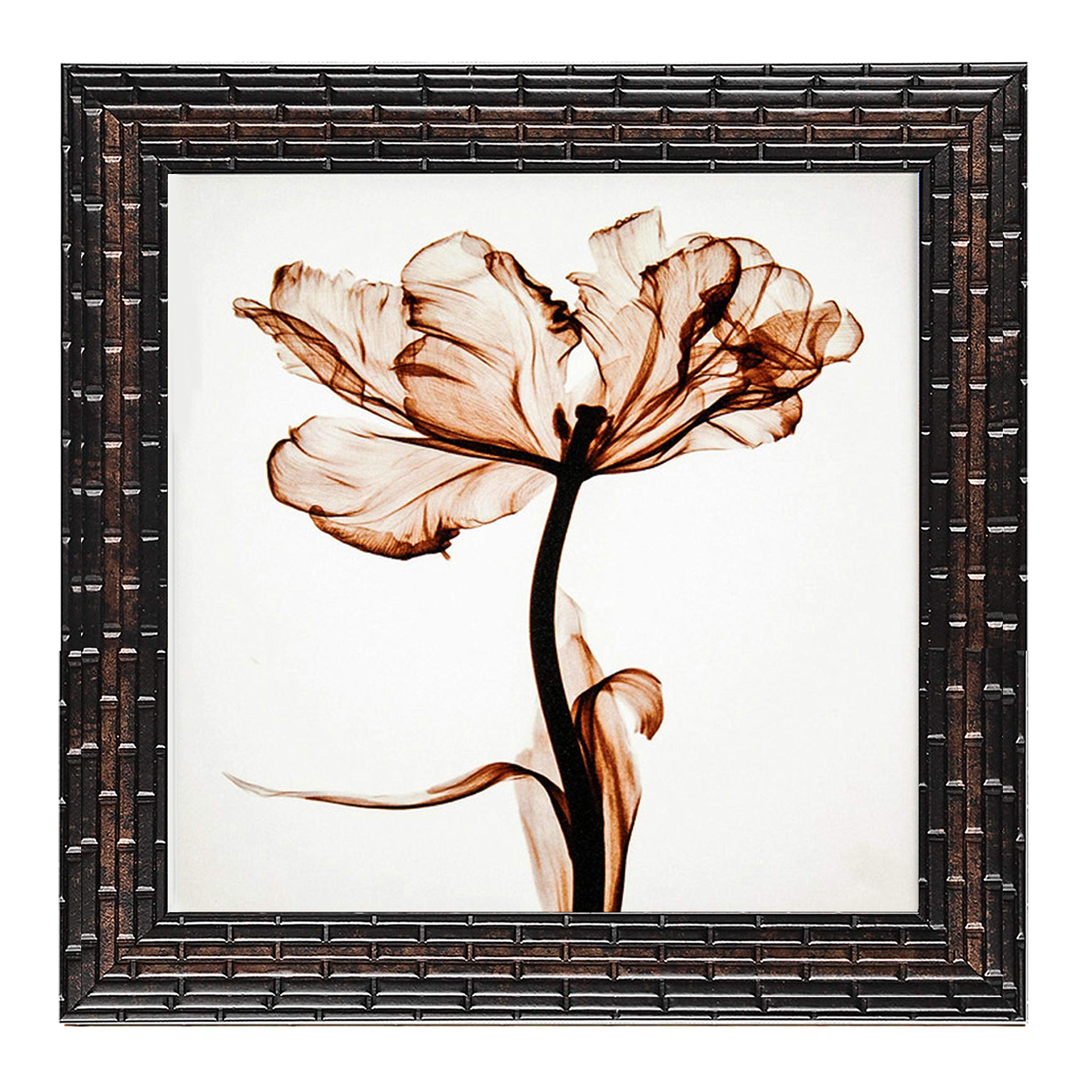Indianara Set of 3 Abstract Modern Flowers Framed Wall Hanging Laminated Paintings Matt Art Prints 9 inch x 9 inch each without Glass (2930) 3