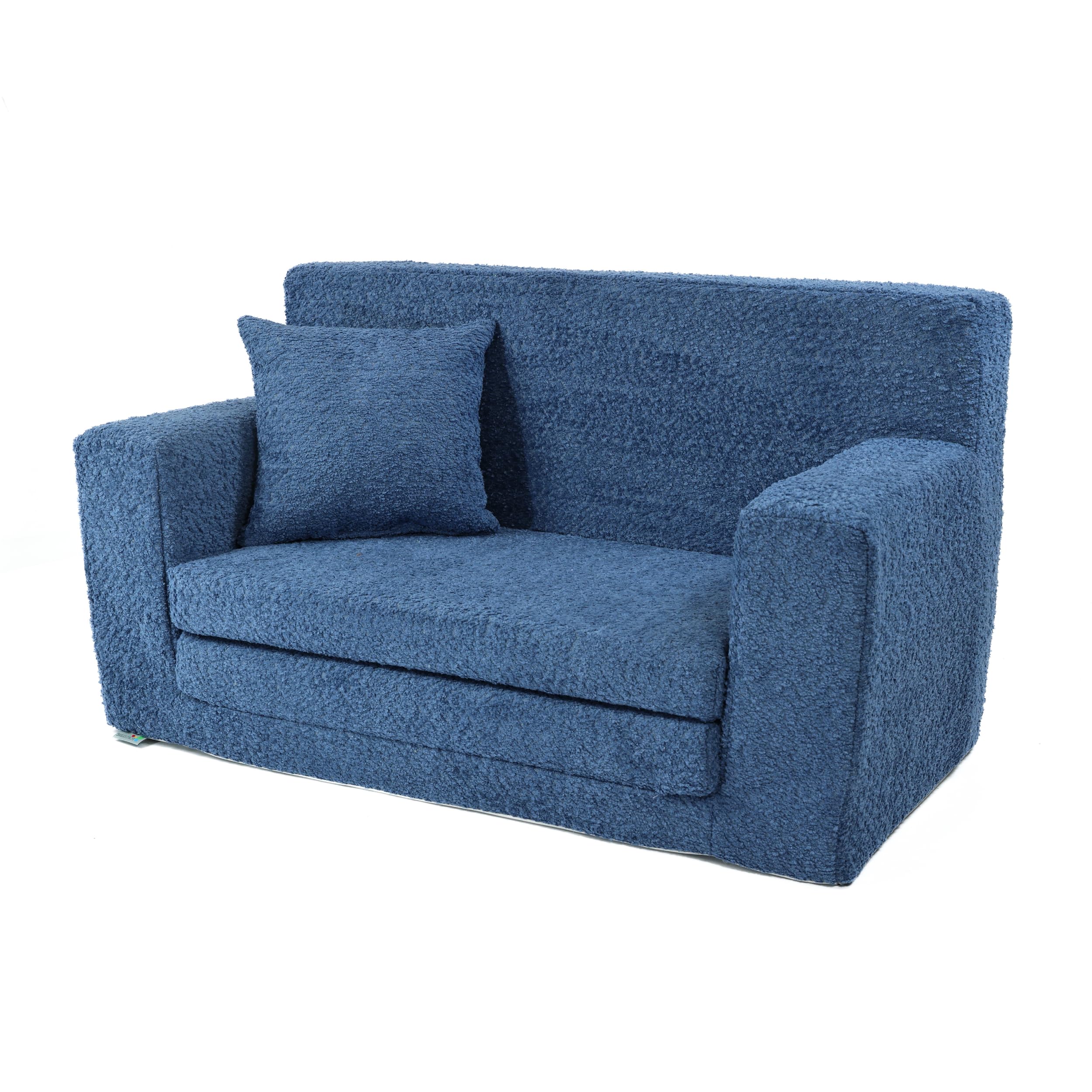 FORTISLINE - Canapé enfant dépliable 83 x 47 x 43 cm Oeko-TEX – Canapé de jeu pour enfants 2 en 1 – Canapé pour enfant rabattable avec fonction lit – Canapé-lit en mousse – Tissu peluche – Plusieurs