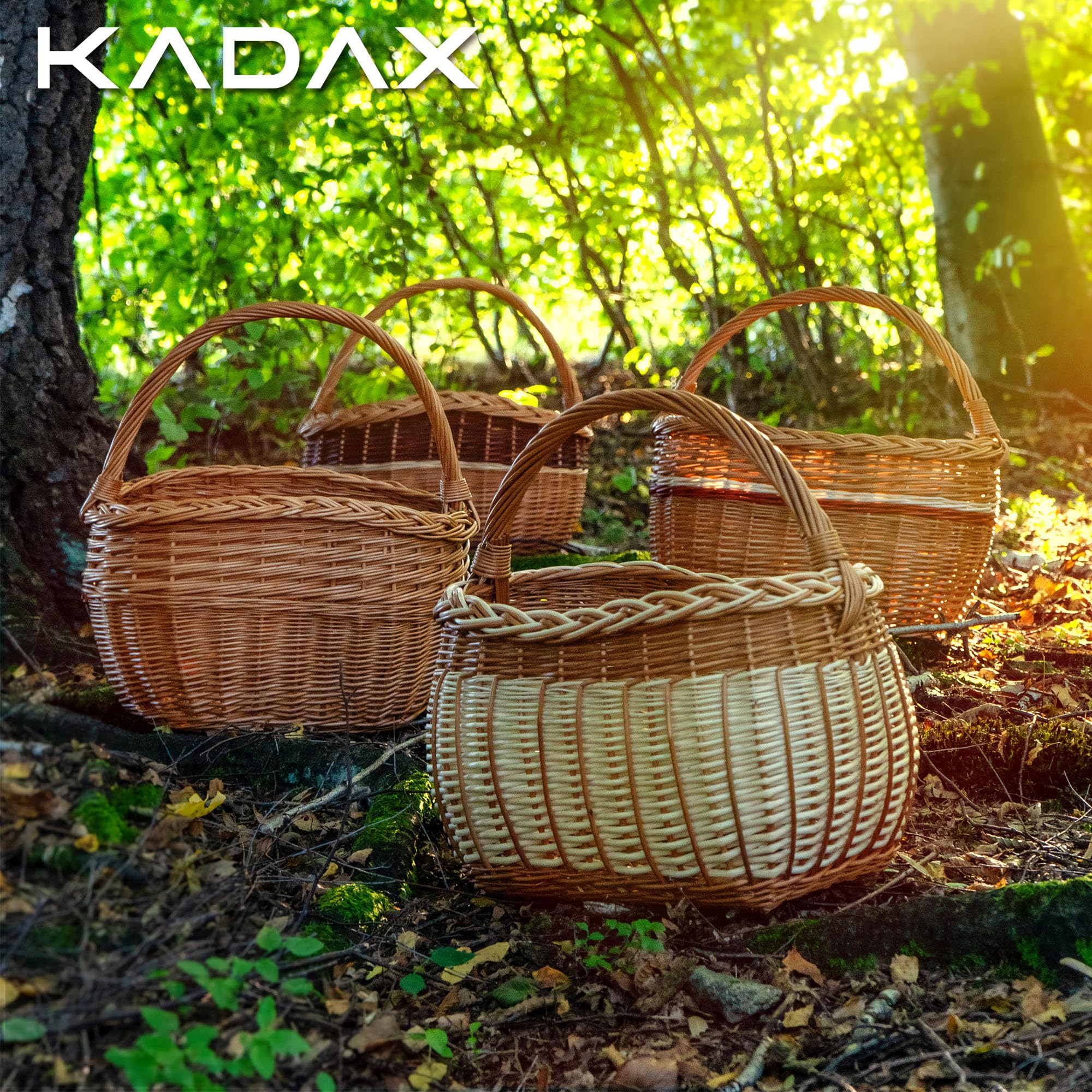 KADAX Panier en osier pour champignons, ovale, robuste, avec poignée de poignée, pour le jardin, le transport, 31 x 26 x 41 cm