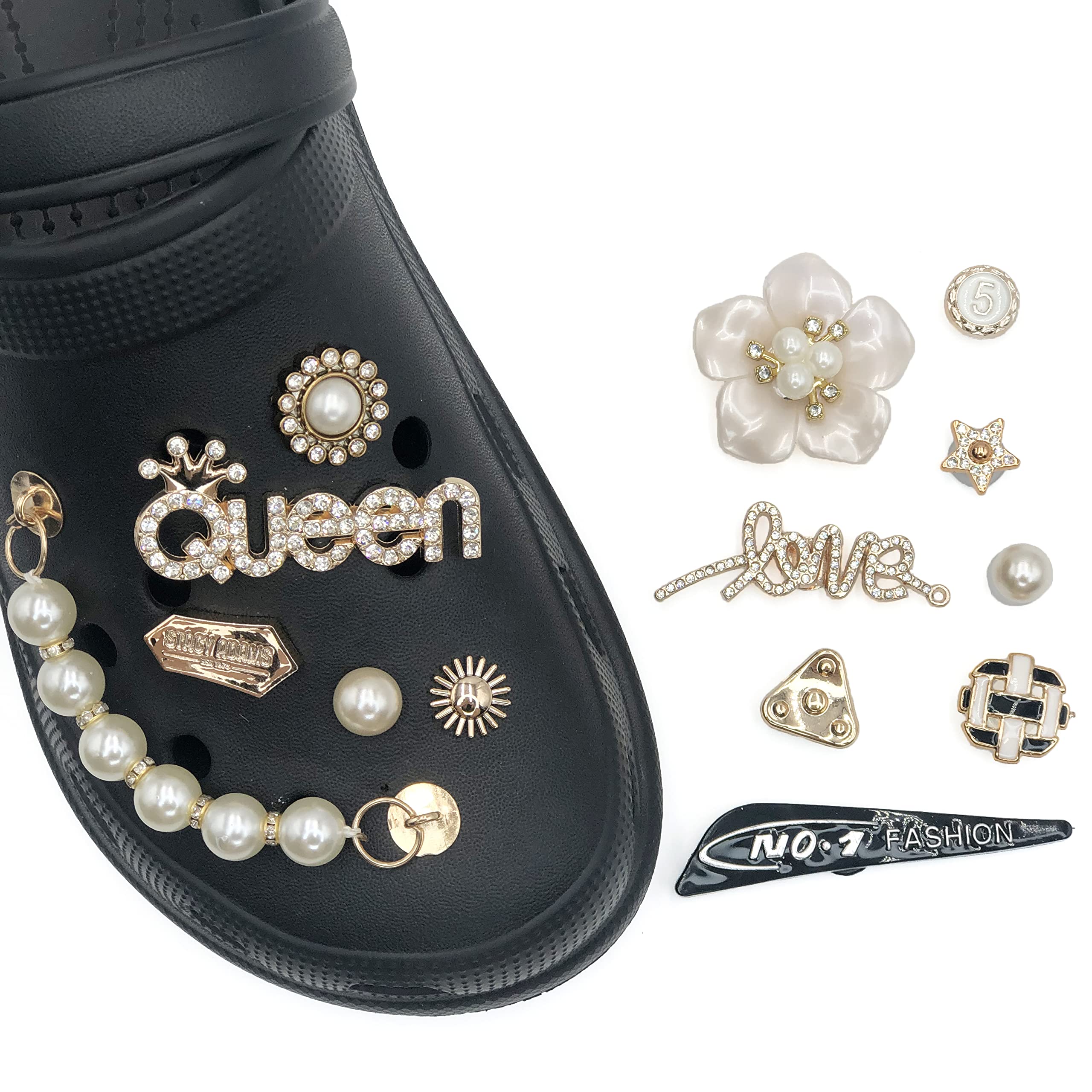 Rhinestone Pearl Shoe Accessories for Women ,Flowers Butterflies Crystal Diamond Sparkly Charms for Women Girl Party of Birthday Gifts