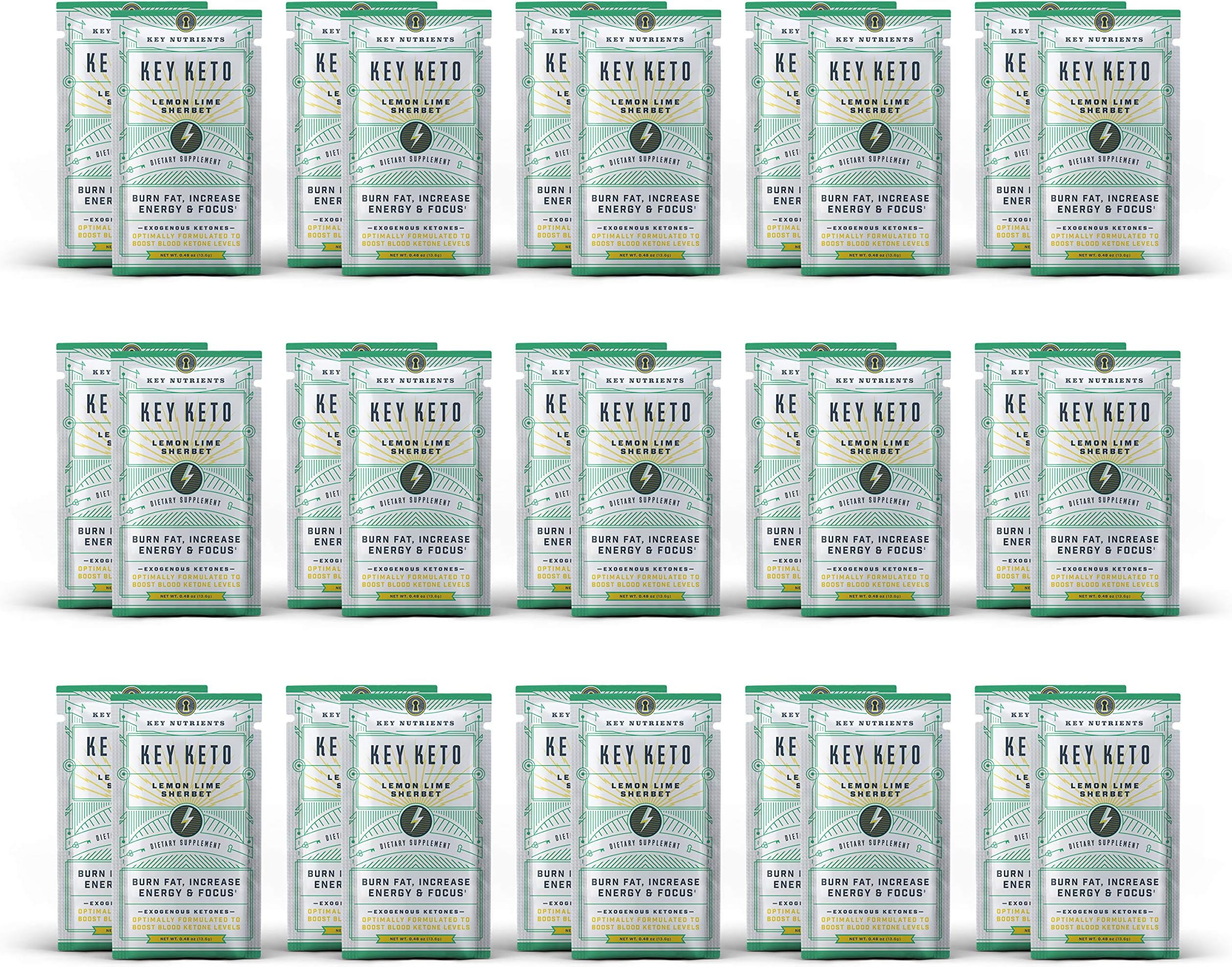 Key Keto Exogenous Ketone Supplement: 30 Single-Serve Packets Lemon Lime Ketone Drink for Ketosis, Instant Keto Mix- Puts You into Ketosis Quick, Helps Keto Diets, Increases Energy- Keto BHB Powder