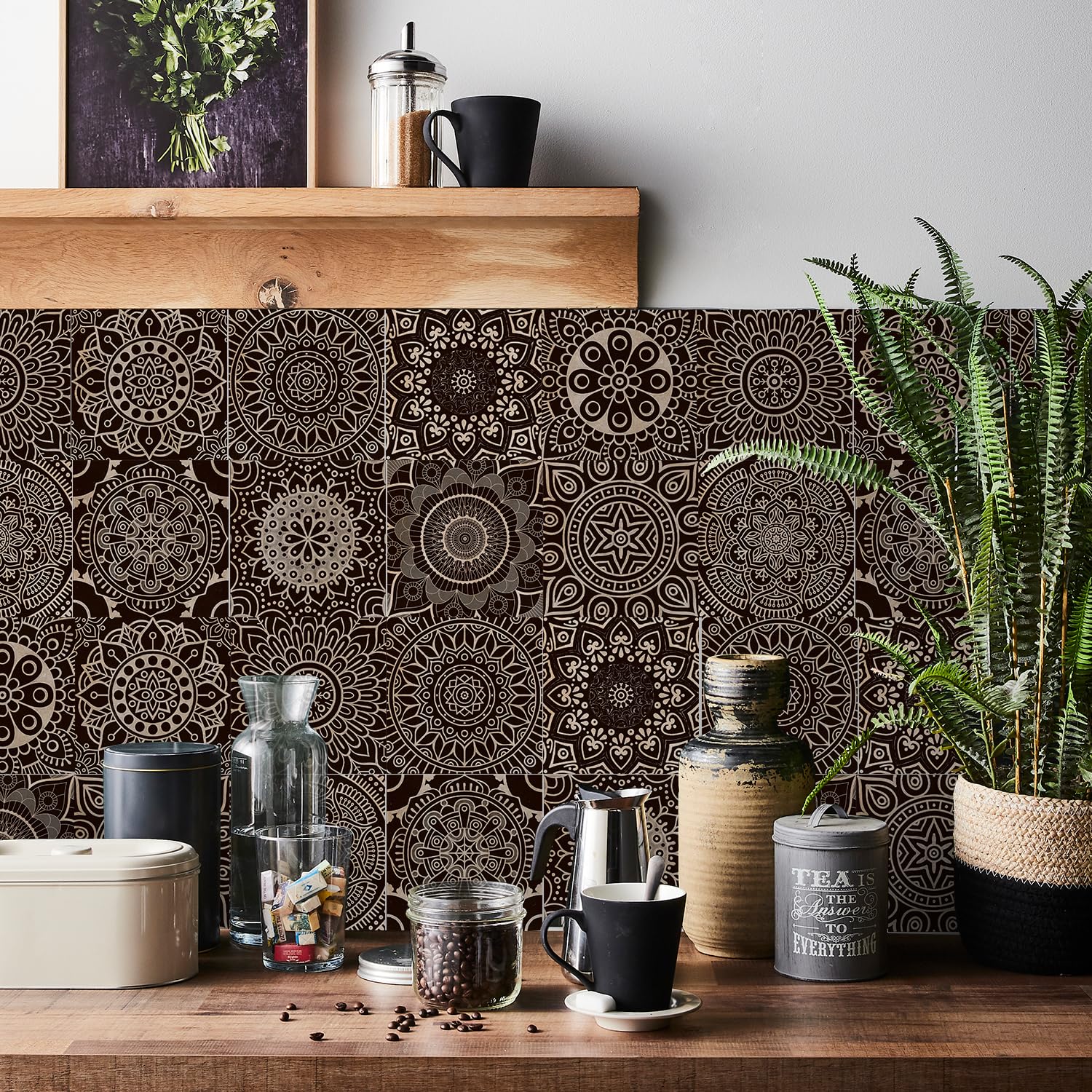 HORIWE Tile Stickers Vintage Moroccan Adhesive Tile Art Home Decor 24pcs