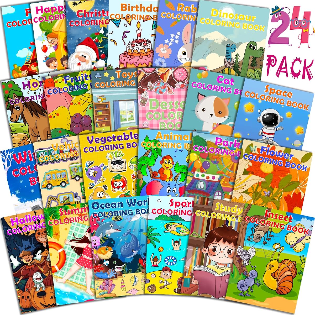 24Pack Coloring Books for Kids Ages 4-8 8-12, Small Bulk Coloring Books for Kids Ages 2-4, Birthday Party Favors Gifts Classroom Activity Supplies, Includes Dinosaur Animal | Small Coloring Books for Toddlers 1-3, Birthday Party Favors Gifts Classroom Activity Supplies, Includes Dinosaur Animal