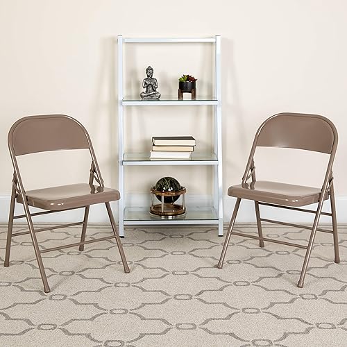 Miniatura 2 de Flash Furniture Serie Hércules Silla plegable de metal, beige, paquete de 4