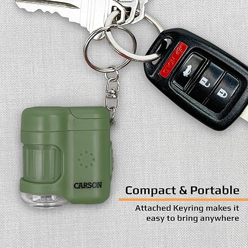 Miniatura 4 de Carson MicroMini - Microscopio de bolsillo con iluminación LED de 20 x con linterna UV y LED integrada, verde (MM-280G), grande