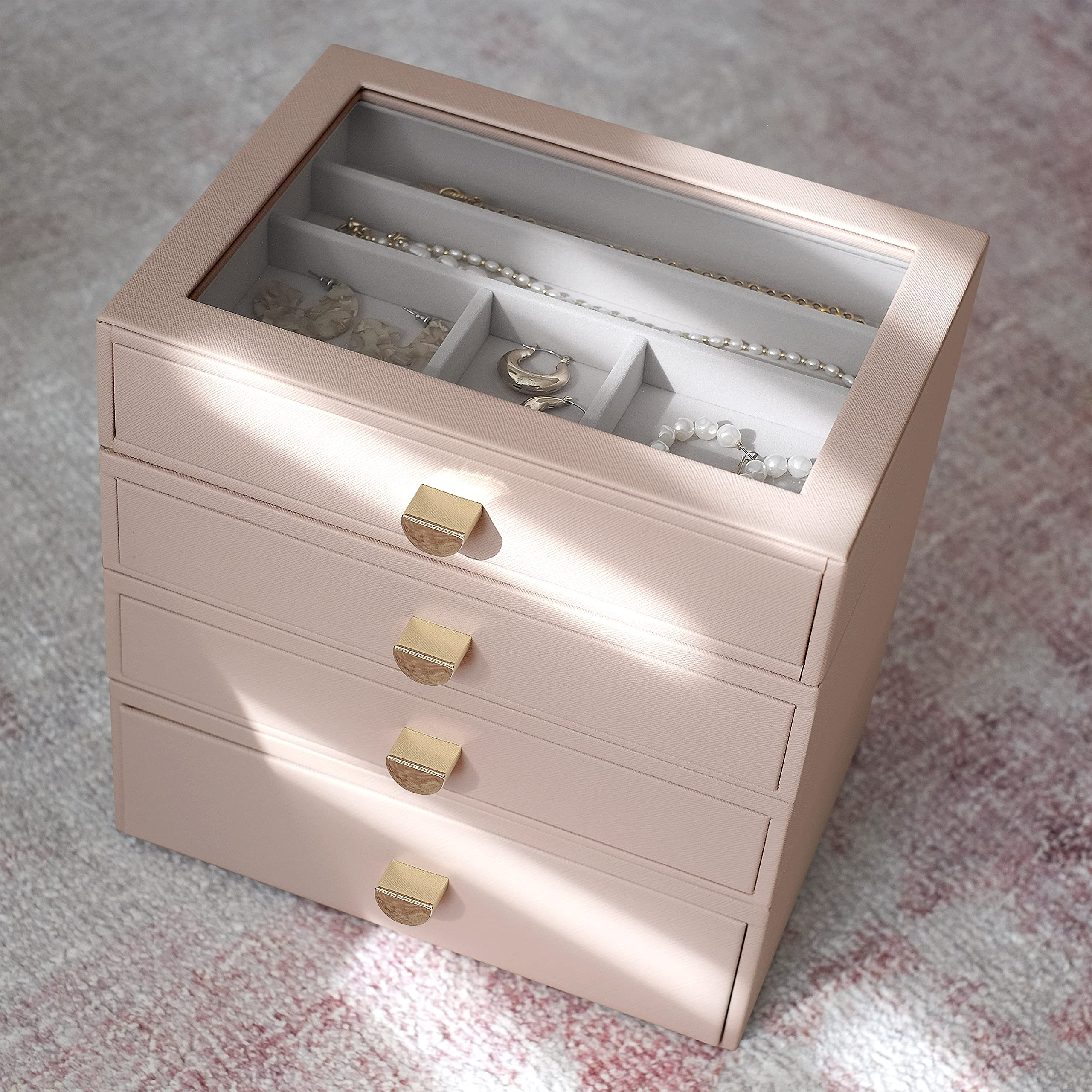 Stackers Blush Classic Jewellery Box - Set of 4 (with Drawers)