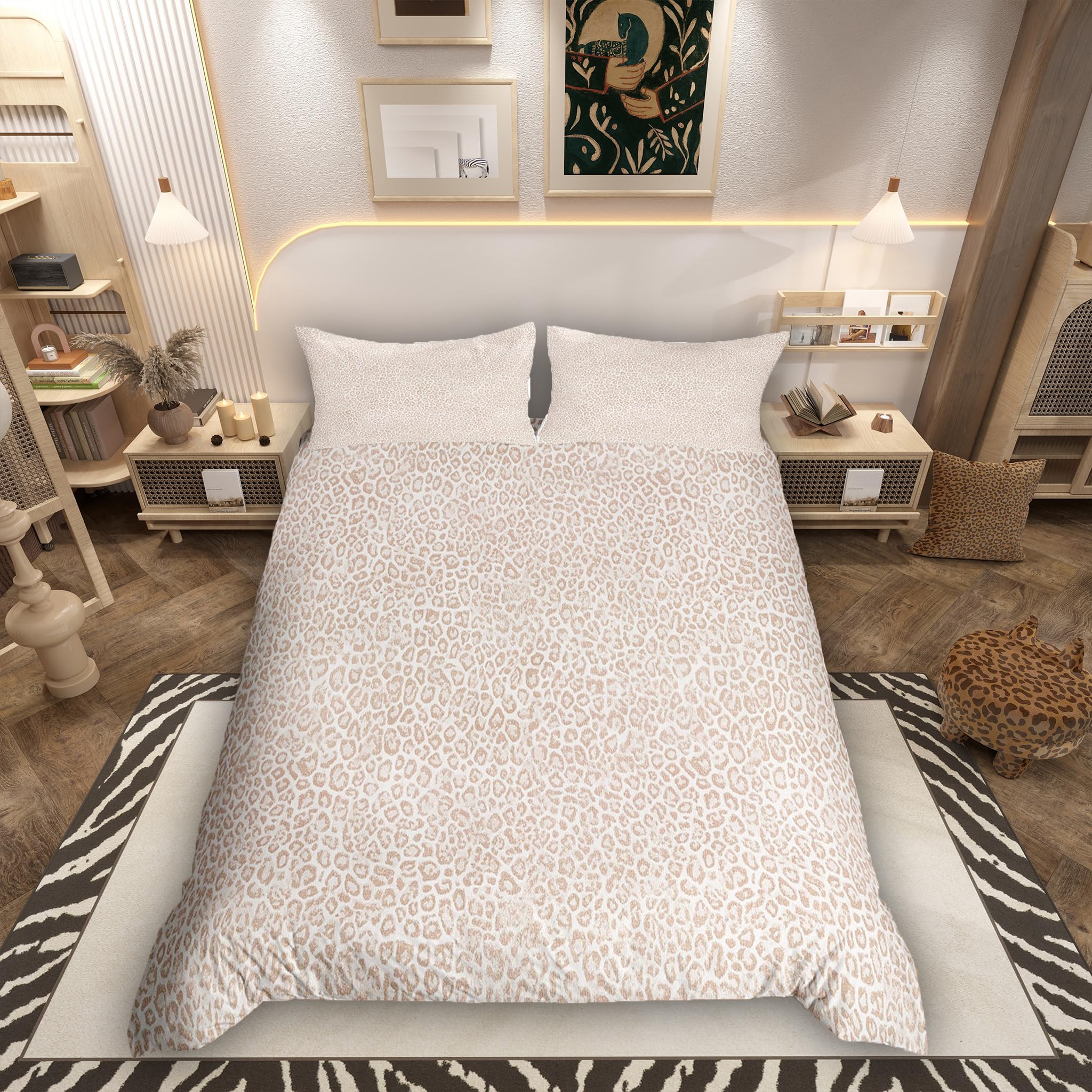 Homemissing Leopard Print Duvet Cover Super King Cheetah Bedding Set