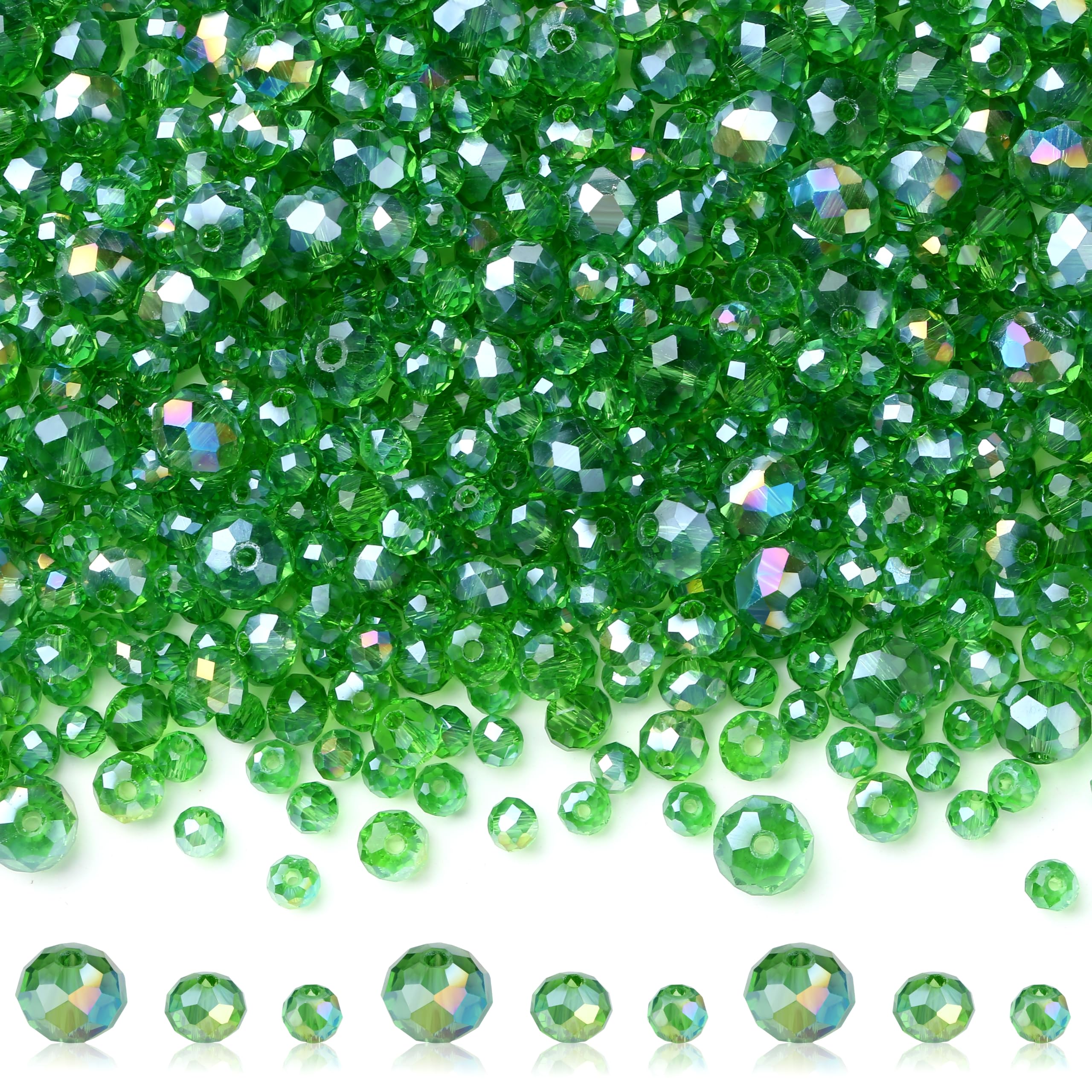GUJOXILA 1100pcs AB Green Glass Beads for Jewellery Bracelet Making