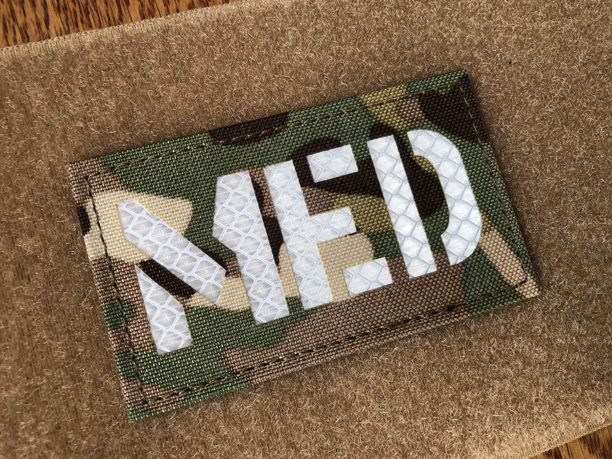 2x3.5 Inch Reflective MC White MED Medic EMS EMT Patch Hook-Fastener Backing