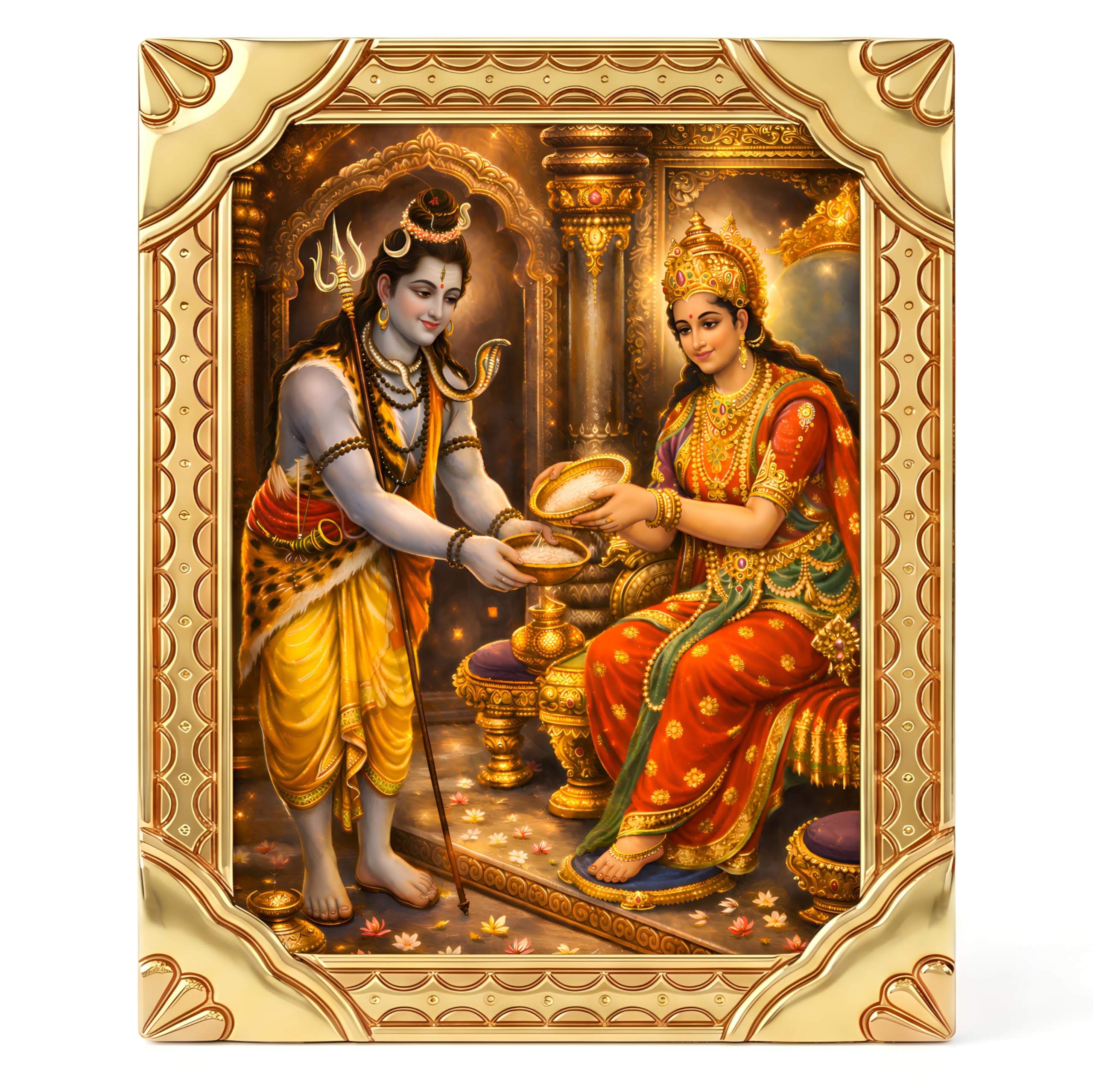 Manekash Maa Annapurna Devi Photo for Kitchen | Annapurna Shiva Wall Picture | Food & Prosperity Blessing Hindu Print (5x7 Inch)