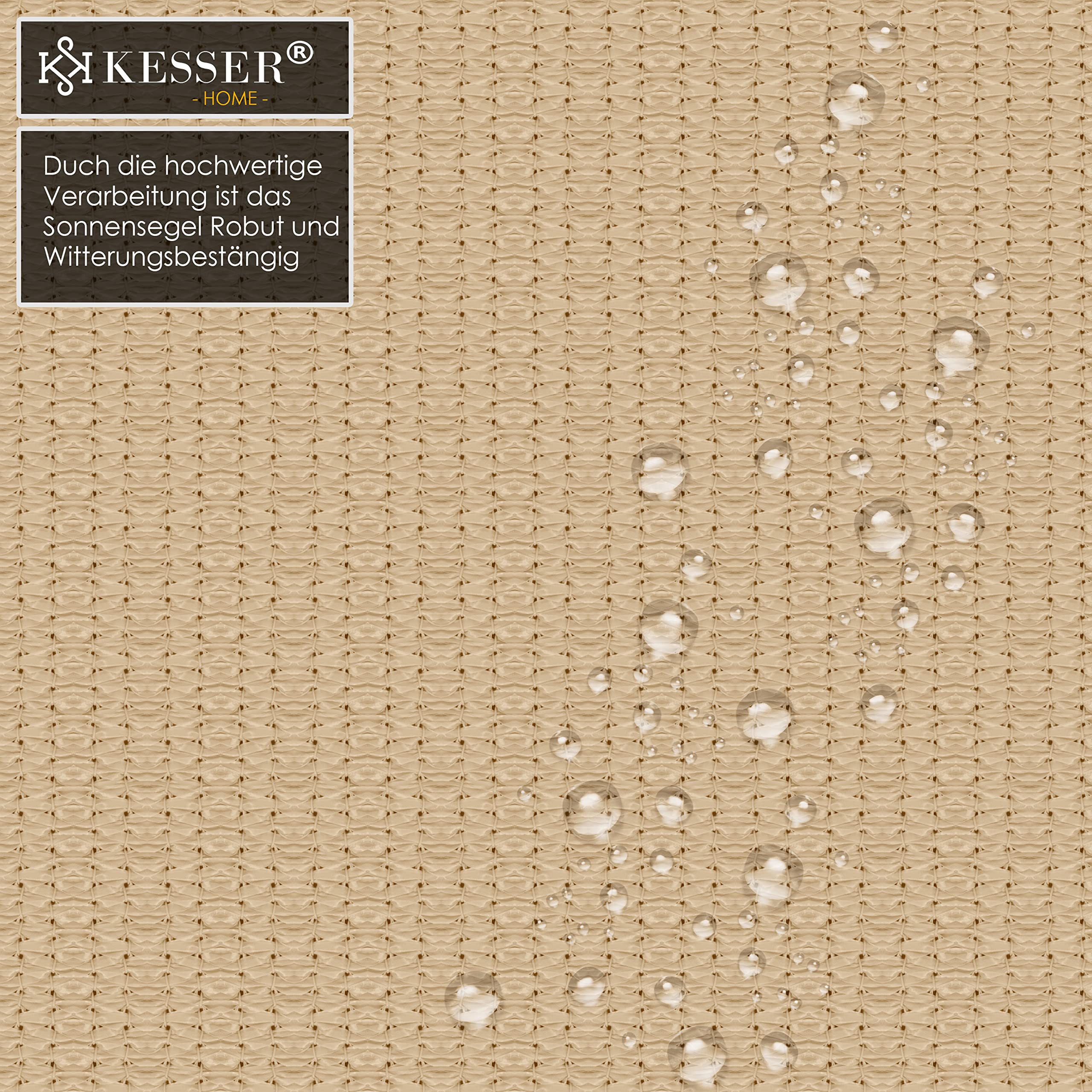 Voile D'ombrage KESSER 3x5m - Protection Solaire Et Coupe-vent Pour Jardin Et Balcon