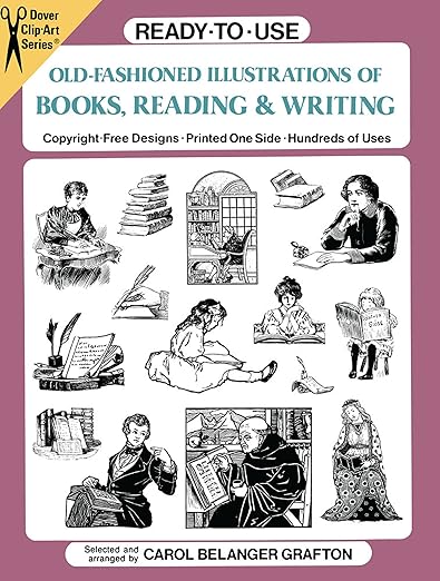 Ready-to-Use Old-Fashioned Illustrations of Books, Reading and Writing ...