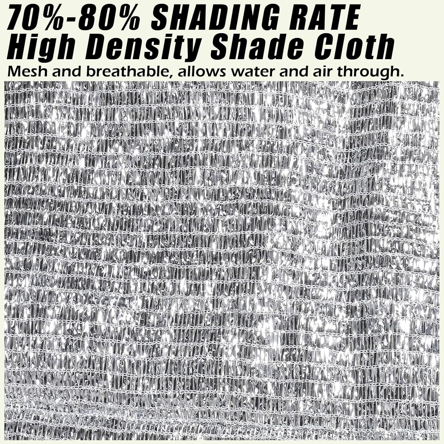 85% Aluminum Foil Shade Cloth with Grommets,6.5ft x 6ft, Mesh Sun Block Fabric Cover, Canopy, Privacy Screen for Outdoor Patio, Garden, Backyard, Silver
