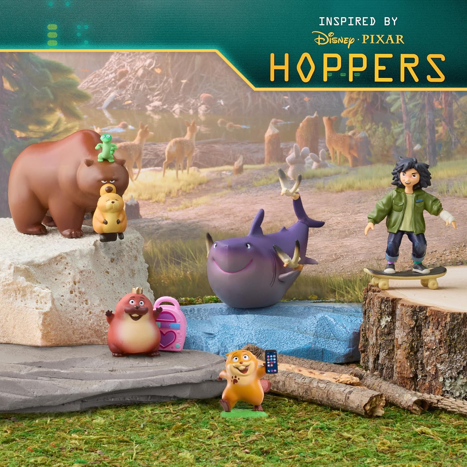 Disney and Pixar's Hoppers Collectible Figure Set - Character Figures for Kids and Movie Fans, Inspired by The Hoppers Movie, Kids Toys for Ages 3 Up by Just Play