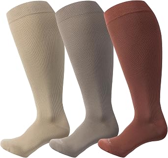 جوارب ضغط بحجم LEVSOX للنساء رجال عريضون عجول كبيرة جدًا 15-20 مم زئبق الركبة عالية جورب للممرضات