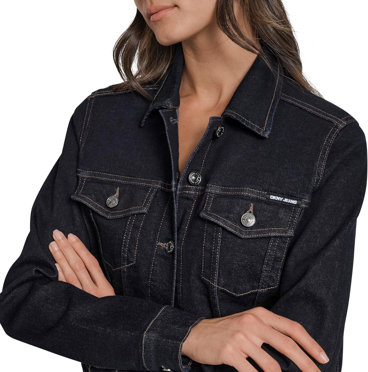 DKNY womens Denim Jacket With Chest Pockets - Image 4