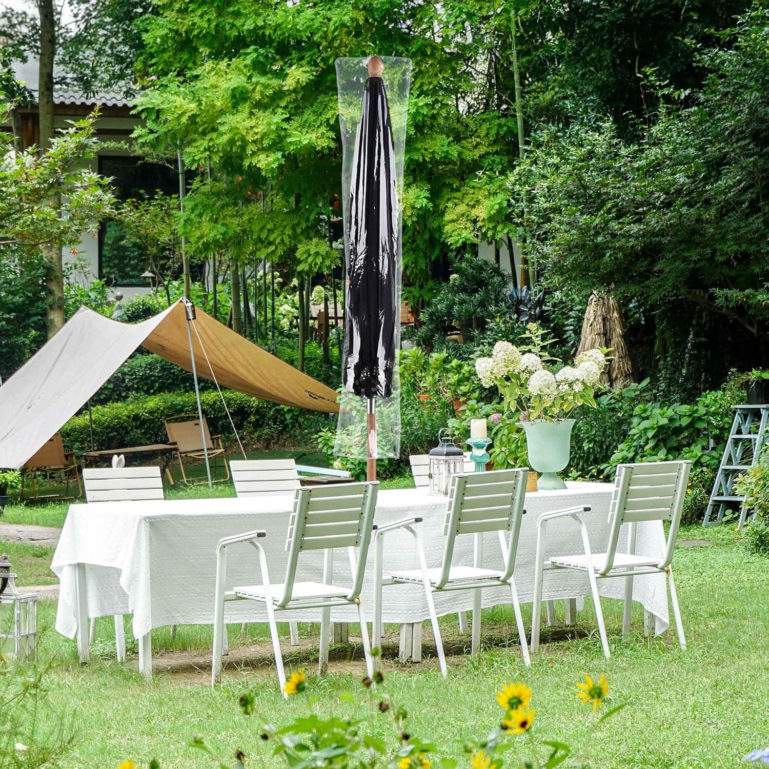 LAGarden Patio Umbrella Protective Cover Bag for 8 Ft Clear PVC w/ Zipper Outdoor Canopy