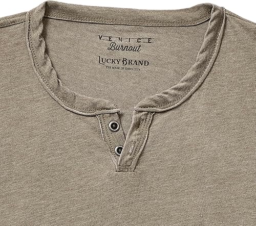 Miniatura 4 de Lucky Brand Venice Burnout - Camiseta de cuello con muesca y dos botones para hombre