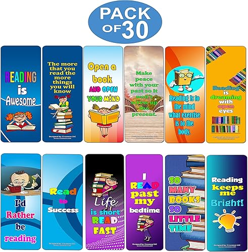 Miniatura 2 de Creanoso Tarjetas de marcadores de lectura para niños (paquete de 30 unidades), excelentes recompensas de lectura e incentivo para lectores jóvenes,