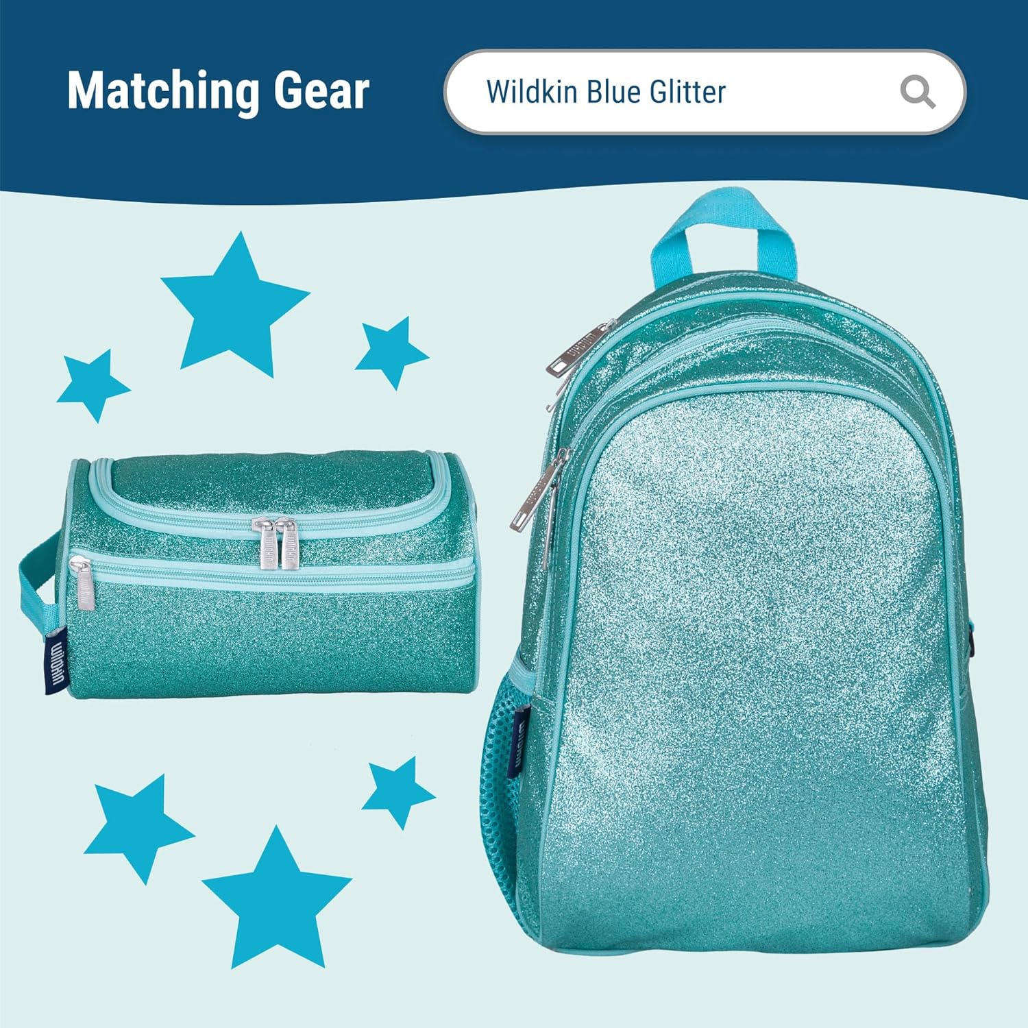 Wildkin Kids Dance Bag – Durable 600D Polyester Duffel Bag, Ideal for Ballet Class & Recitals - Blue Glitter