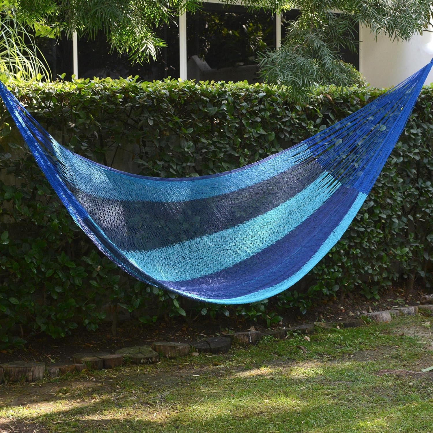 NOVICA Blue Turquoise Nylon Handwoven Mayan Hammock, Afternoon Breeze' (Single)