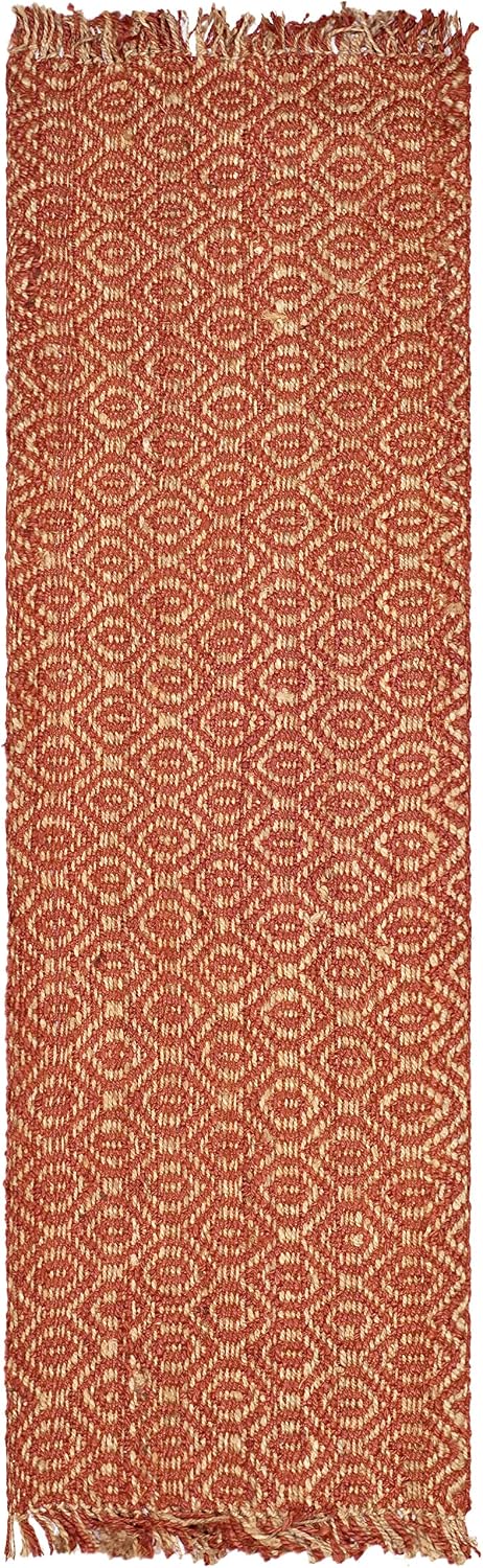 SAFAVIEH Natural Fiber Collection Runner Rug - 2'6" x 8', Rust, Handmade Boho Fringe Woven Jute, Ideal for High Traffic Areas in Living Room, Bedroom (NF445A)