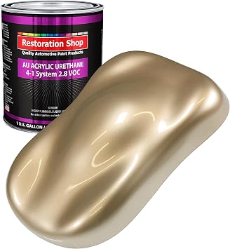 Restoration Shop Driftwood Beige Metallic Acrylic Urethane Paint - Gallon | Professional Single Stage High Gloss Metallic Automotive Paint for Car, Truck Coating, 2.8 VOC