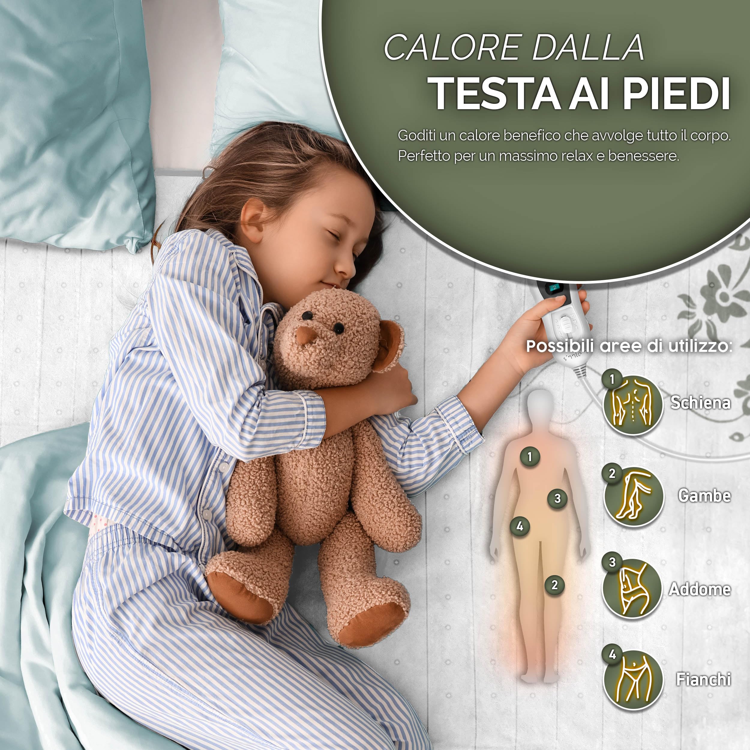 sinnlein Sottocoperta Elettrica Termica 160 x 140 cm con 2 Zone Termiche & Spegnimento Automatico | Coperta Riscaldante con 3 livelli di Temperatura | Copertina Riscaldata per il Letto